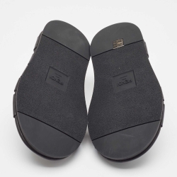 Fendi Black Leather Crisscross Flat Slides Size 41