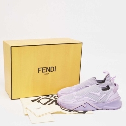 Fendi Purple Mesh and Leather Flow Slip On Sneakers Size 41