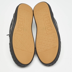 Fendi Black/Beige FF Canvas Low Top Sneakers Size 40