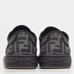 Fendi Black/Beige FF Canvas Low Top Sneakers Size 40