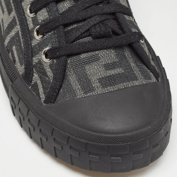 Fendi Black/Beige FF Canvas Low Top Sneakers Size 40