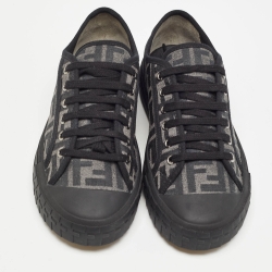 Fendi Black/Beige FF Canvas Low Top Sneakers Size 40