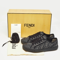 Fendi Black/Beige FF Canvas Low Top Sneakers Size 40