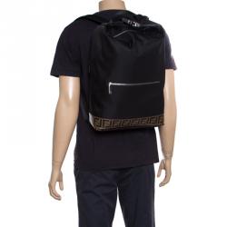 Pre Owned Fendi Black Nylon Zaino Santander Backpack