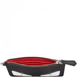 Pre Owned Fendi Black Leather Bag Bugs Eyes Slim Pouch