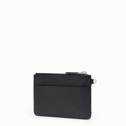 Pre Owned Fendi Black Leather Bag Bugs Eyes Slim Pouch