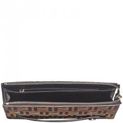 Pre Owned Fendi Two Tone Zucca Leather Clutch