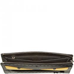 Fendi Black Roman Leather Bag Bugs Eyes Inlay Clutch