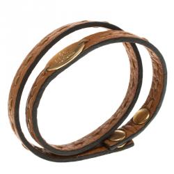 Pre Owned سوار فندي ملتف مزدوج جلد بني سيلريا