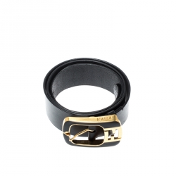 Fendi Black Leather Logo Buckle Belt 90CM