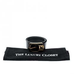 Fendi Black Leather Logo Buckle Belt 90CM