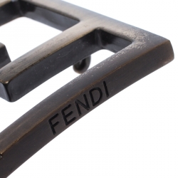 Fendi Tobacco Zucca Coated Canvas Enamel Buckle Belt 90CM