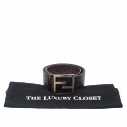 Fendi Tobacco Zucca Coated Canvas Enamel Buckle Belt 90CM