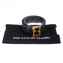  Fendi Grey Zucca Coated Canvas FF Buckle Belt 106CM  