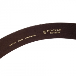 Pre Owned Fendi Khaki Leather Logo Buckle Belt 90CM