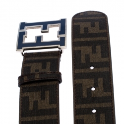 Fendi Tobacco Zucca Coated Canvas FF Logo Buckle Belt 110CM
