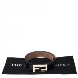Fendi Black Leather FF Buckle Belt 100CM