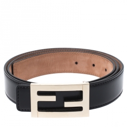 Fendi Black Leather FF Buckle Belt 100CM