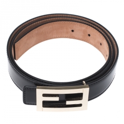 Fendi Black Leather FF Buckle Belt 100CM