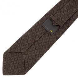 مملوكة مسبقًا Fendi Dark Brown Zucchino Monogram Tie
