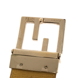 Fendi Beige Zucca Coated Canvas Enamel Buckle Belt 80CM