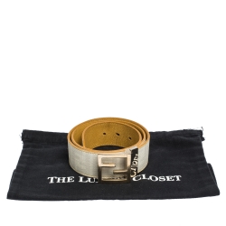 Fendi Beige Zucca Coated Canvas Enamel Buckle Belt 80CM