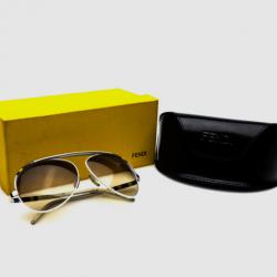 Pre Owned Fendi Limited Edition White Leather Mens Aviators