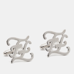 Fendi Karligraphy FF Silver Tone Cufflinks