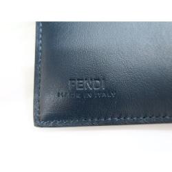 Fendi Navy Blue Leather Bi Fold Wallet