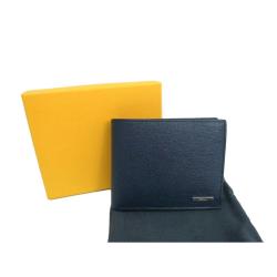 Fendi Navy Blue Leather Bi Fold Wallet