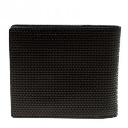 Fendi Dark Brown Woven Embossed Leather Bi Fold Wallet