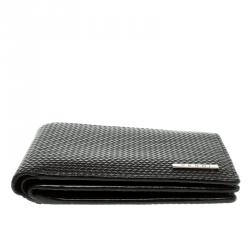 Fendi Dark Brown Woven Embossed Leather Bi Fold Wallet