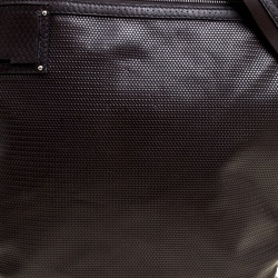 Fendi Dark Brown Woven Embossed Leather Flat Messenger Bag