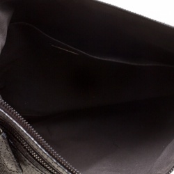 Fendi Dark Brown Woven Embossed Leather Flat Messenger Bag