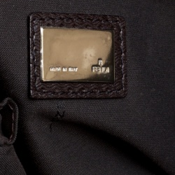 Fendi Dark Brown Woven Embossed Leather Flat Messenger Bag