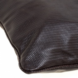 Fendi Dark Brown Woven Embossed Leather Flat Messenger Bag