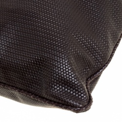 Fendi Dark Brown Woven Embossed Leather Flat Messenger Bag