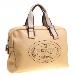 Pre Owned Fendi Yellow Selleria Leather Weekender Bag