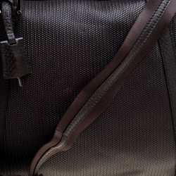 Fendi Dark Brown Woven Embossed Leather Laptop Bag