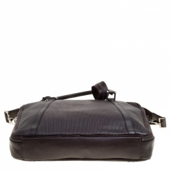 Fendi Dark Brown Woven Embossed Leather Laptop Bag
