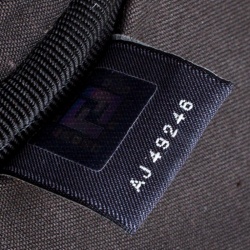 Fendi Dark Brown Woven Embossed Leather Laptop Bag