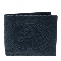 Fendi Blue Embossed Leather Selleria Bifold Wallet