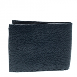 Fendi Blue Embossed Leather Selleria Bifold Wallet