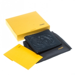 Fendi Blue Embossed Leather Selleria Bifold Wallet