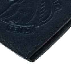 Fendi Blue Embossed Leather Selleria Bifold Wallet