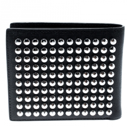 Fendi Black Leather Monster Studs Bi Fold Wallet