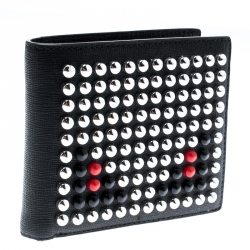 Fendi Black Leather Monster Studs Bi Fold Wallet