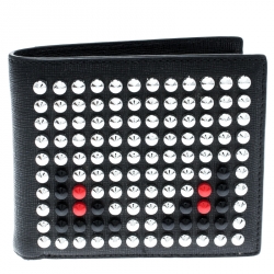 Fendi Black Leather Monster Studs Bi Fold Wallet