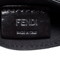 Fendi Black Leather FF Logo Red Stripe Card Case