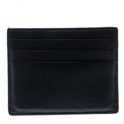 Fendi Black Leather FF Logo Red Stripe Card Case
